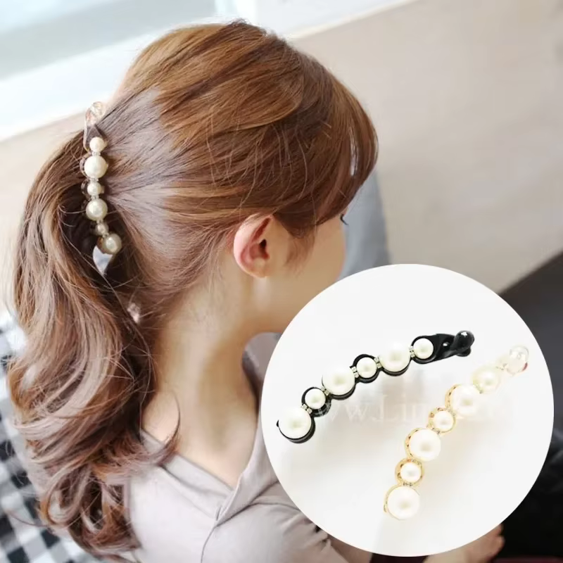 Pince à cheveux banane perle