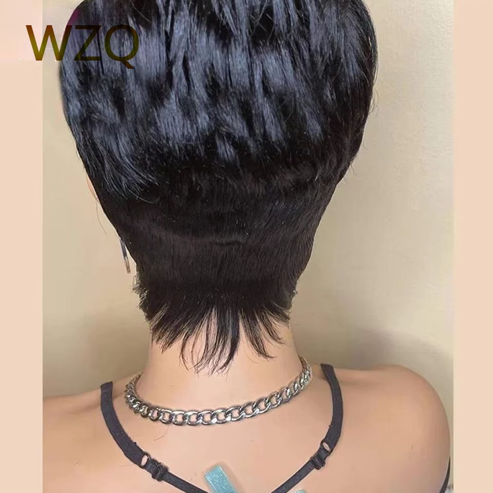 Perruques de cheveux humains droites coupe lutin pour femmes perruque Bob courte couleur naturelle accessoires