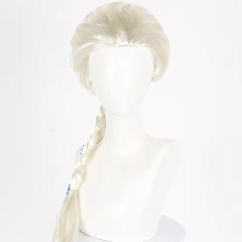 Ensemble de perruques tressées de 70cm de long avec couronne et baguette magique
