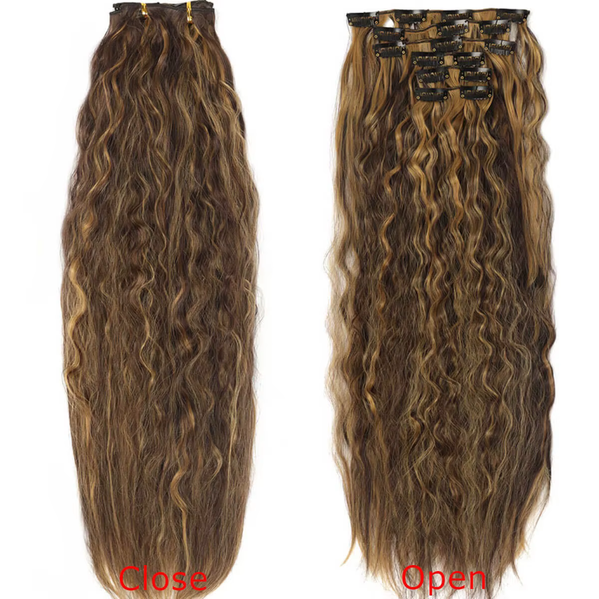 Extensions de cheveux synthétiques bouclés à clipser pour femmes et filles