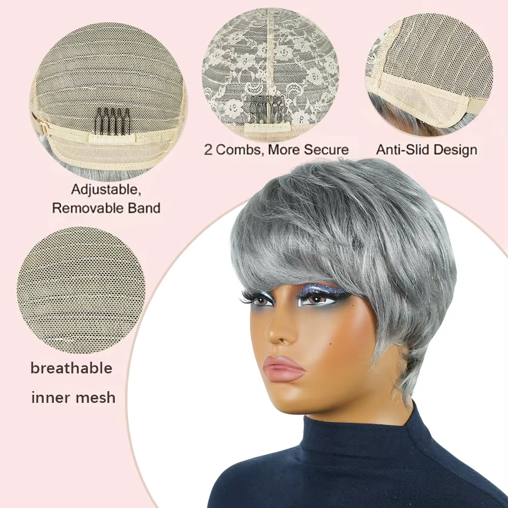 Perruque pour homme, coupe pixie