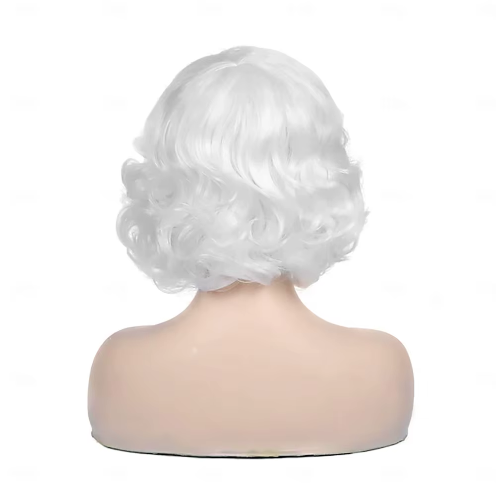 HAIRJOY – perruque synthétique courte bouclée blanche pour femmes