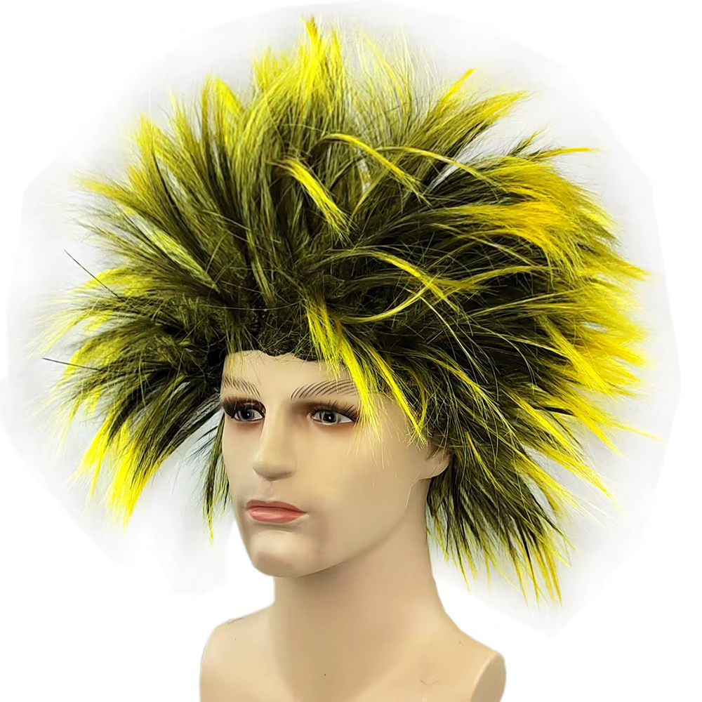 Perruque synthétique verticale à dégradé de couleurs mélangées, accessoire de performance, perruque colorée amusante, perruque pour fête de fin d'année