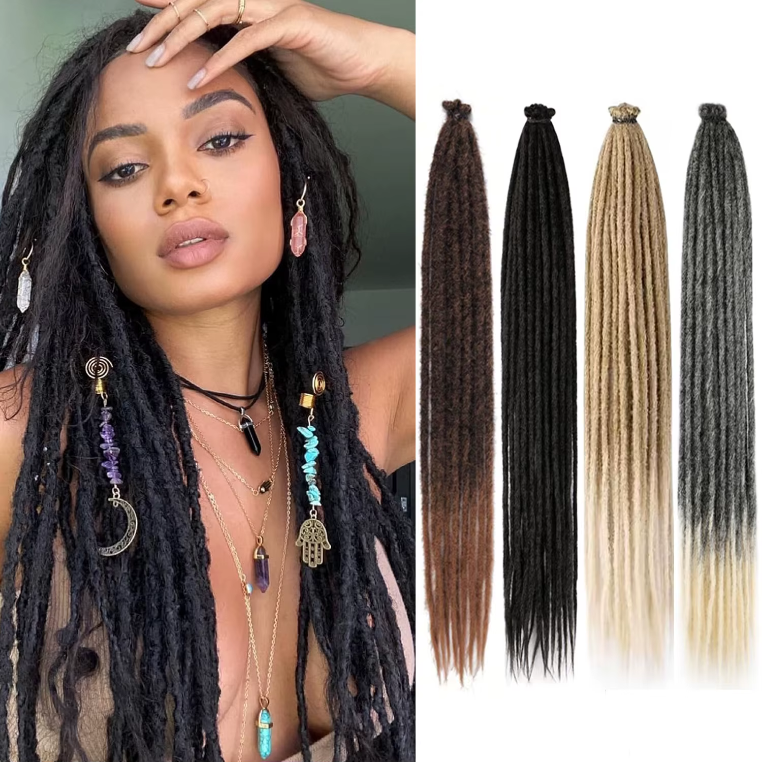 Extensions de dreadlocks synthétiques de 24 pouces