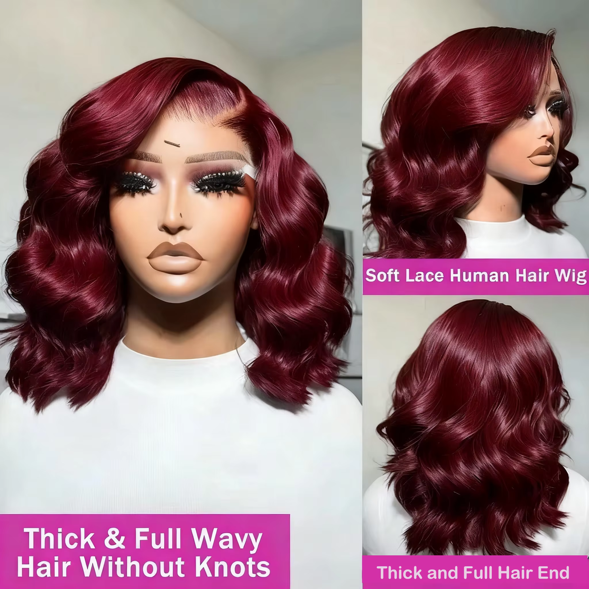 Perruque Bob en Cheveux Humains Ondulés Courts