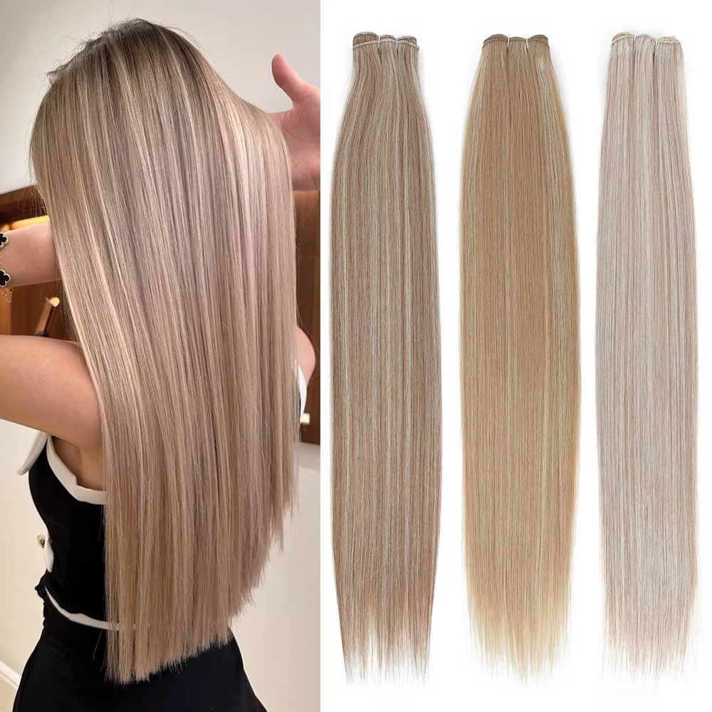 Extensions de cheveux lisses blond Piano