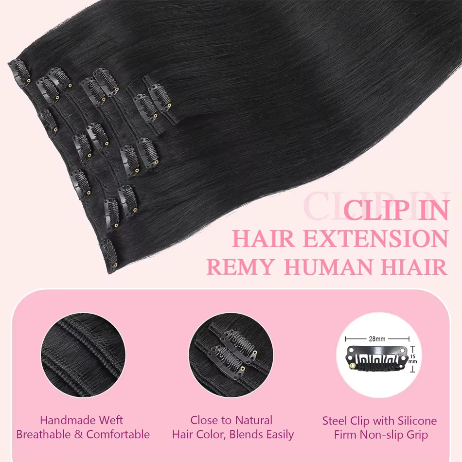 Extensions de cheveux à clipser de 120 g