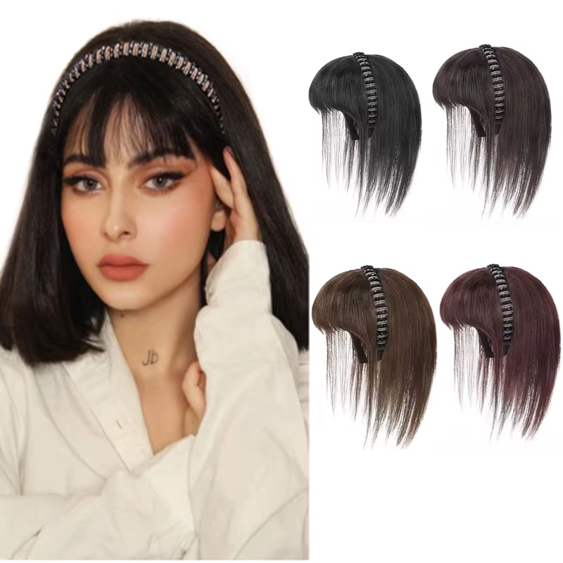 Frange synthétique à bandeau, postiche en une seule pièce, courte et droite, extension de cheveux, faux franges pour femmes, accessoire capillaire
