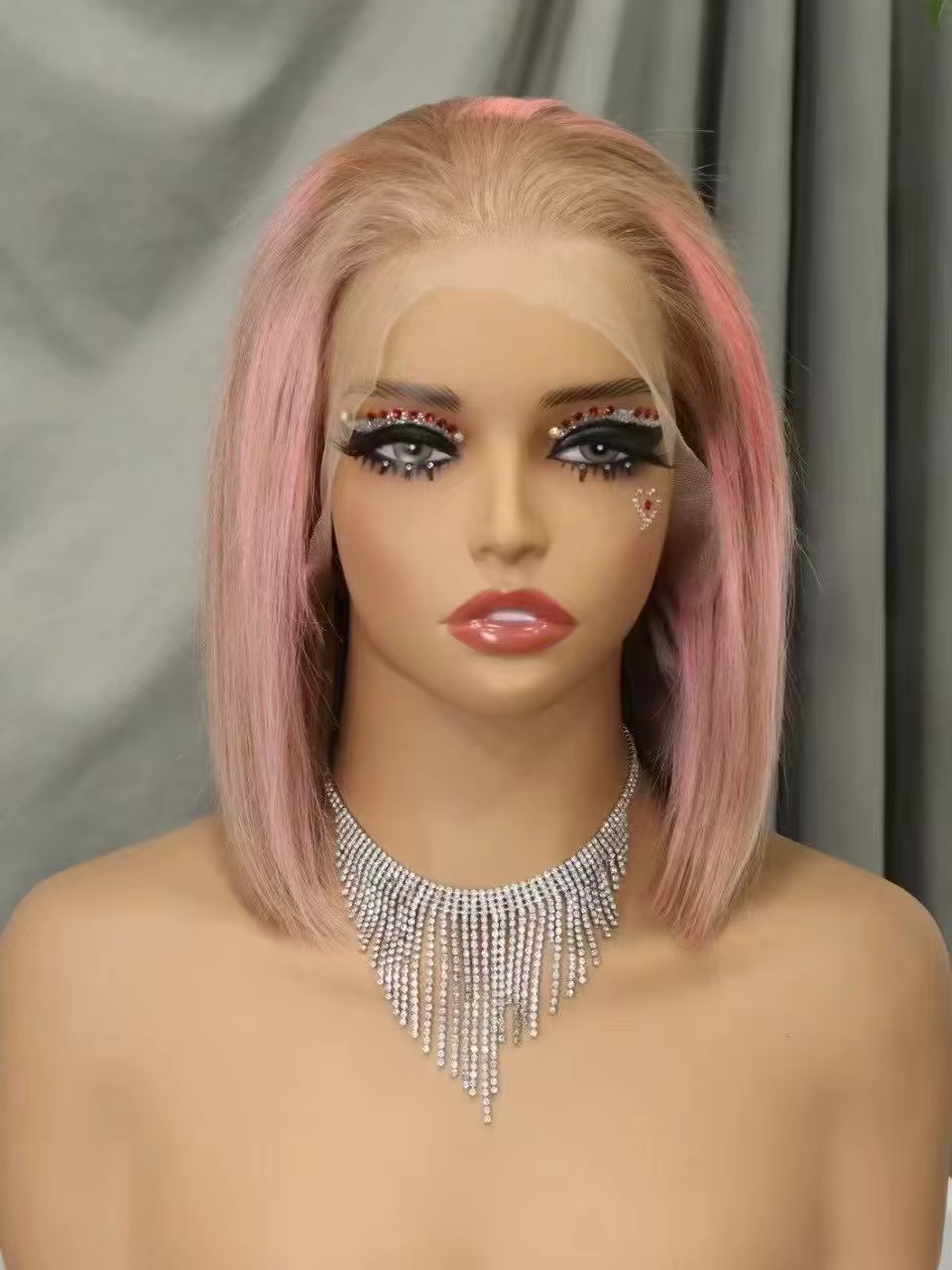 Perruque Bob Rose en Cheveux Humains