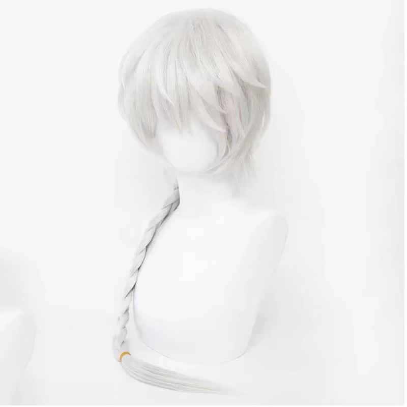 Anime Bungo Stray Dogs saison 4 haute qualité Nikolai Gogol Cosplay perruque longue tresse blanche résistant à la chaleur perruques synthétiques