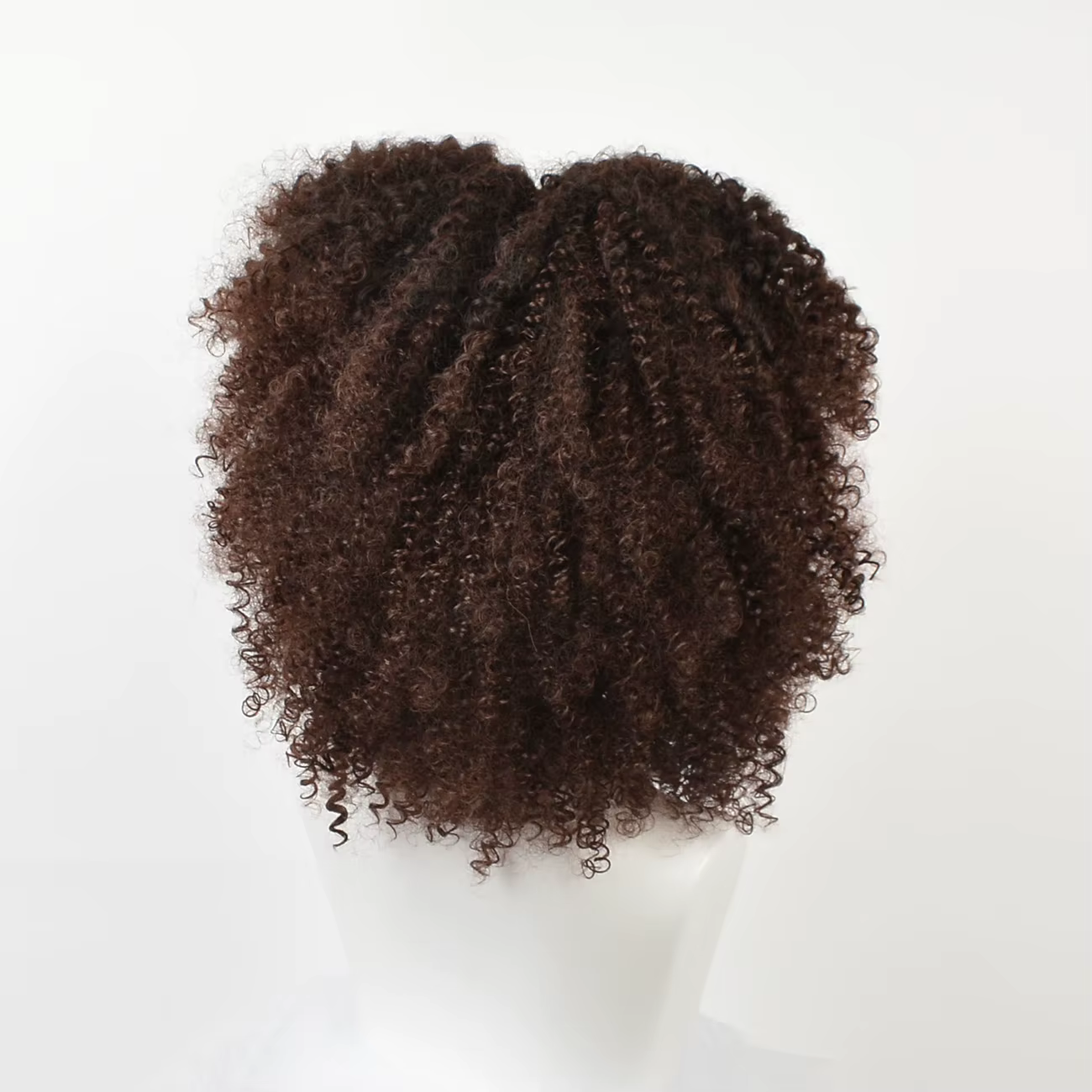 Perruque Afro Bouclée Frisée Marron avec Raie au Milieu