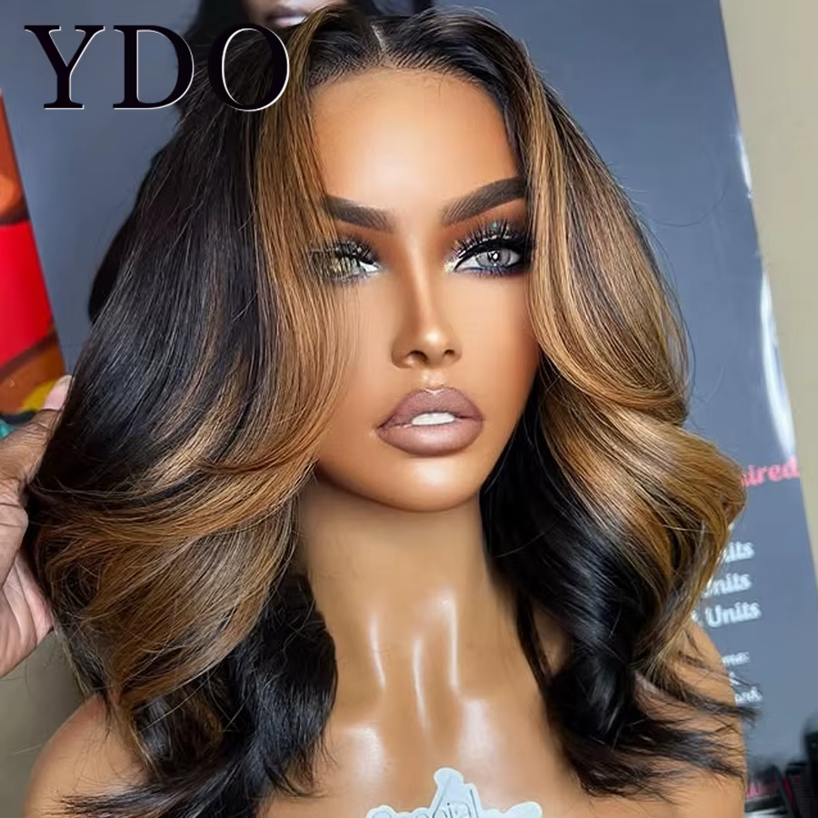 Ombre couleur mis en évidence 13x4 HD dentelle frontale perruques Blonde sans colle 5x5 porter Go HD