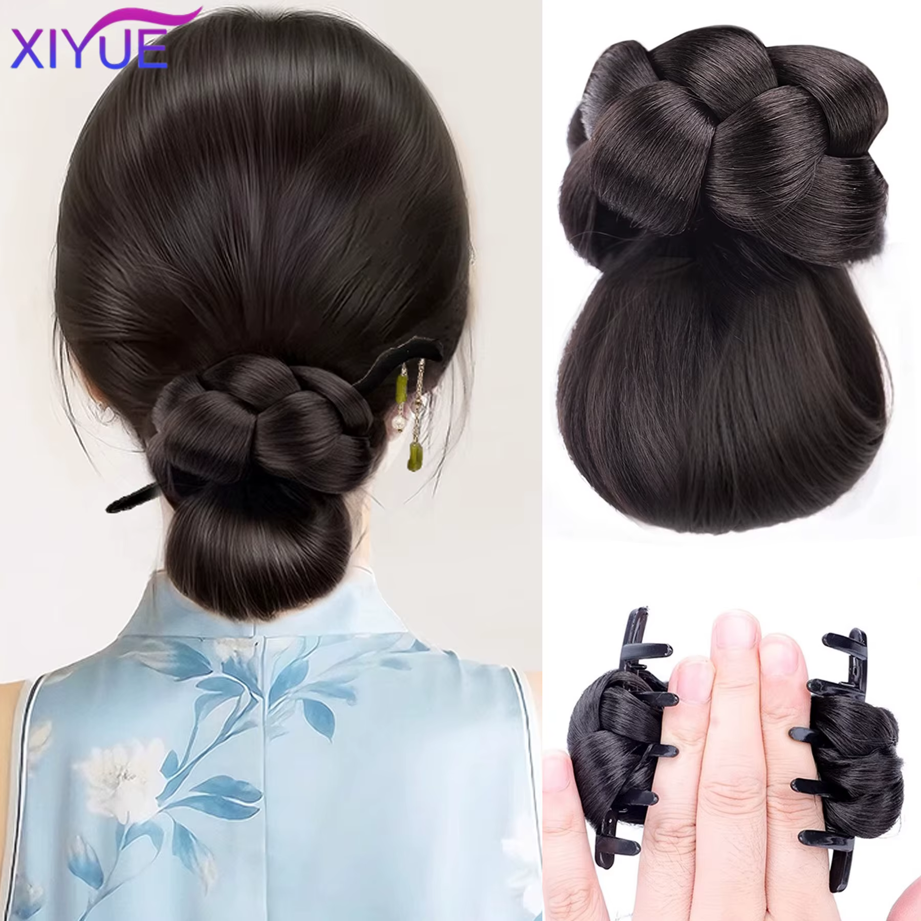 Coiffure synthétique à boucle avec pince à griffes