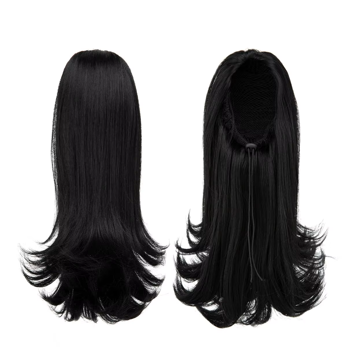 Extension de cheveux queue de cheval courte noire avec cordon pour femmes noires