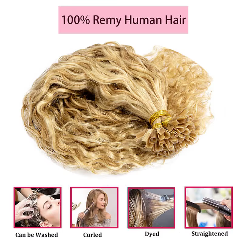Extensions de cheveux humains à pointe en V