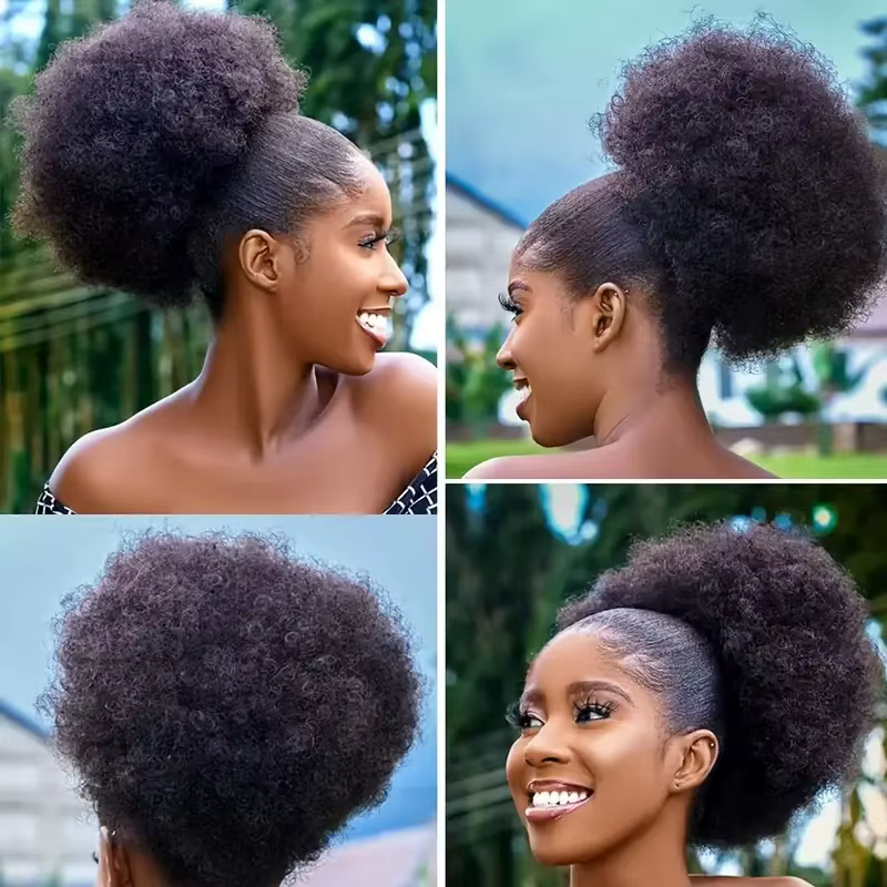 1pc femmes 10 pouces Afro crépus bouclés synthétique queue de cheval Extension cordon