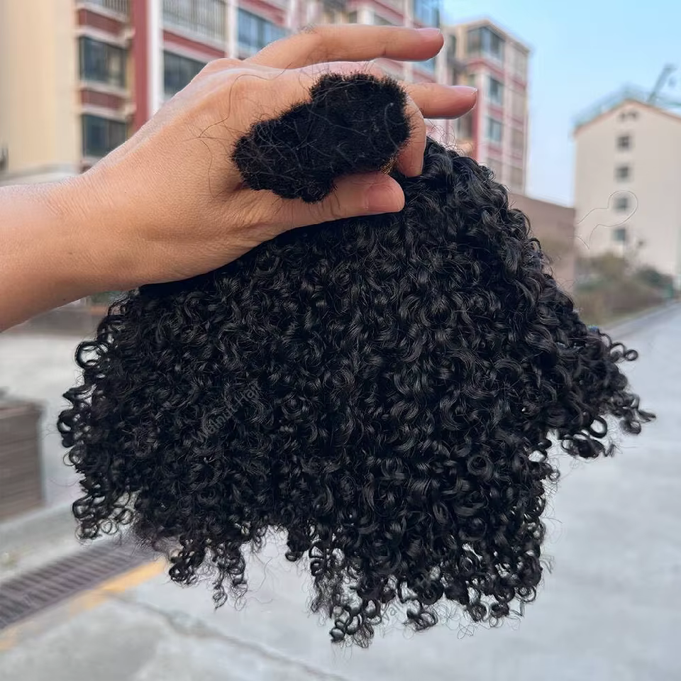 Afro crépus bouclés en vrac Extensions de cheveux humains Double dessiné brésilien vierge tressage