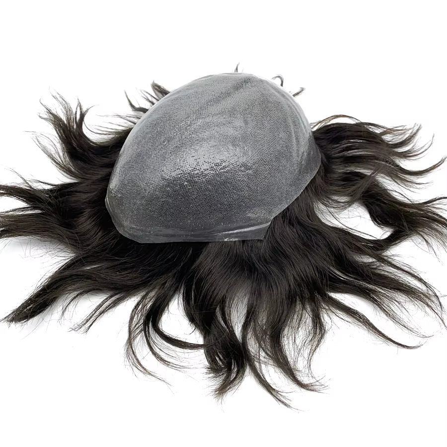 Toupet hommes capillaire prothèse perruque homme 0.06mm peau complète réel cheveux humains perruques courtes morceau