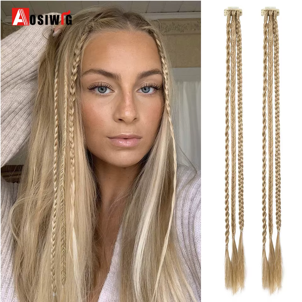 Extensions capillaires synthétiques longues à Clip tressé