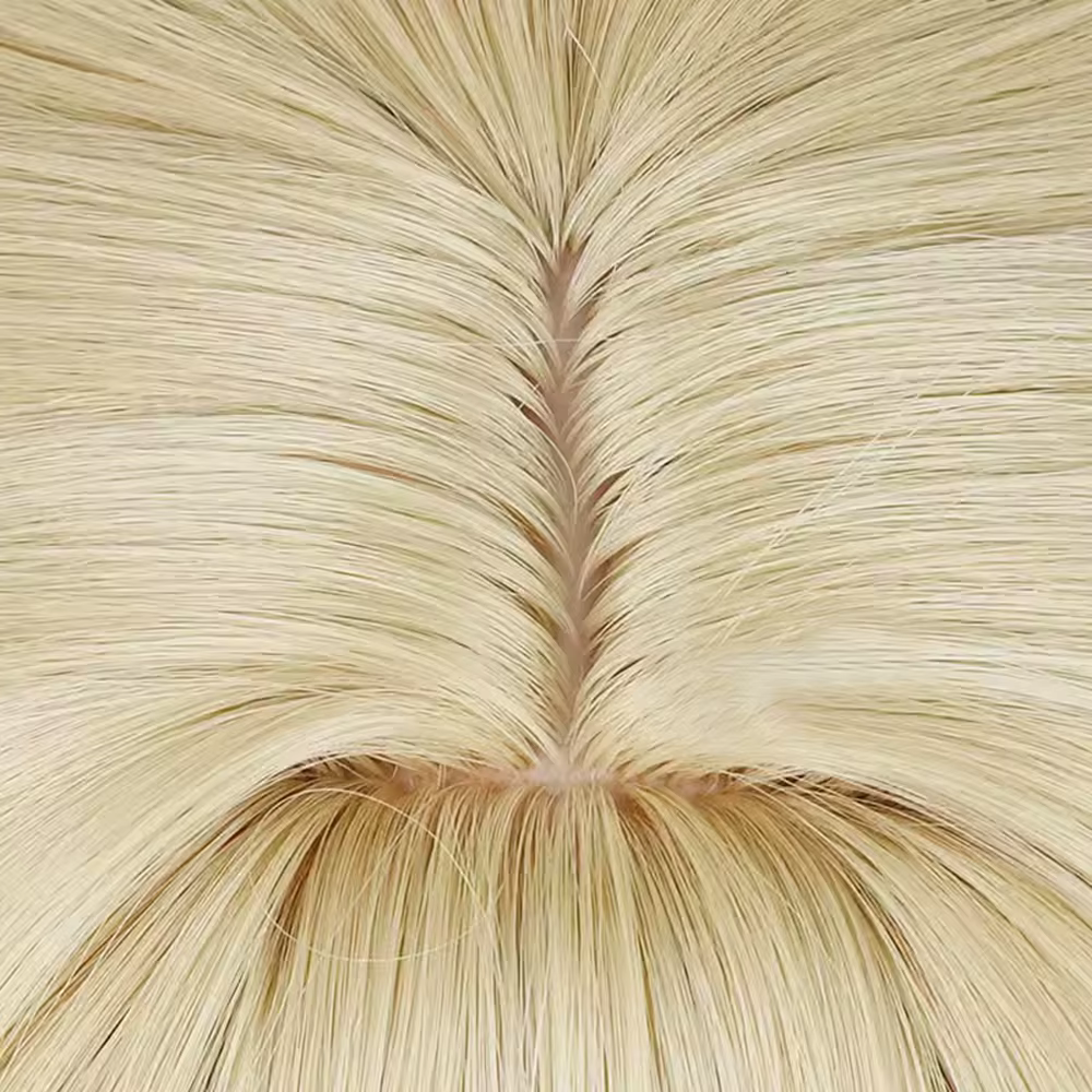 Genshin Impact Navia perruque synthétique longue ondulée Blonde moelleux jeu Cosplay femmes cheveux résistant à la