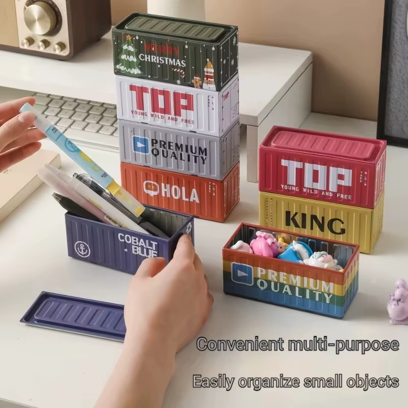 Conteneur de rangement en fer Compact, organisateur de bureau créatif, Tube de fournitures de bureau, organisateur de bureau, boîte en métal, Mini conteneur ﻿