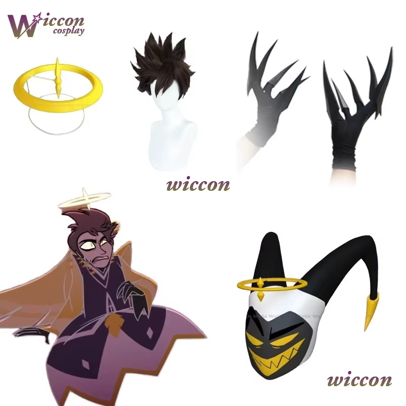 Wona Hasbin Adam Cosplay ongles perruque Anime hôtel premier homme ange Halo masque