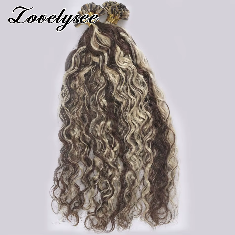 Brian KerCapsule V Tip Extensions de Cheveux Humains Naturels Vague d'Eau, Cheveux Humains Brésiliens Remy pour Femme