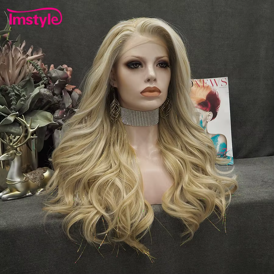 Imstyle – perruque synthétique blonde en dentelle