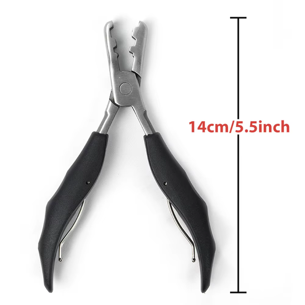 Pince à extensions capillaires noire en acier inoxydable