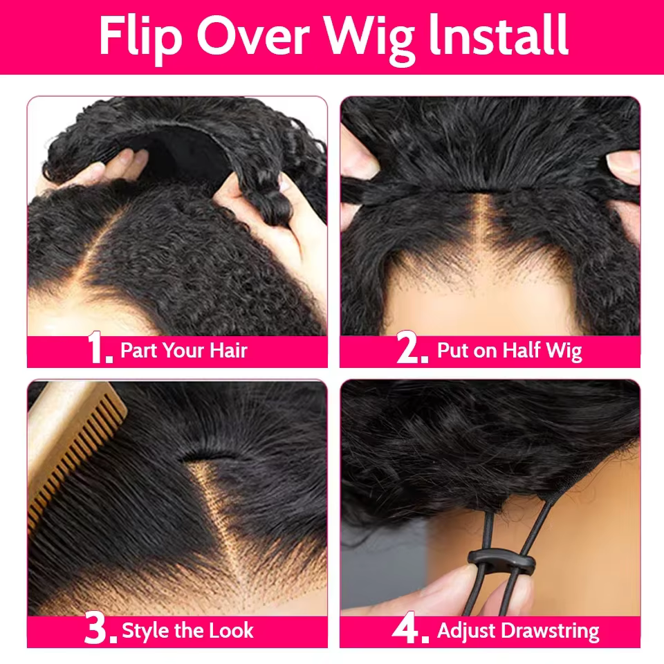Perruques sans colle 300% en cheveux humains