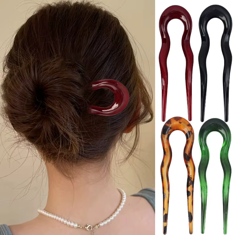 Pince à cheveux torsadée française en acétate