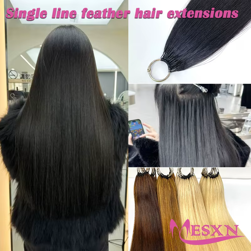 MESXN Third Feather Nouvelles extensions de cheveux lisses naturels