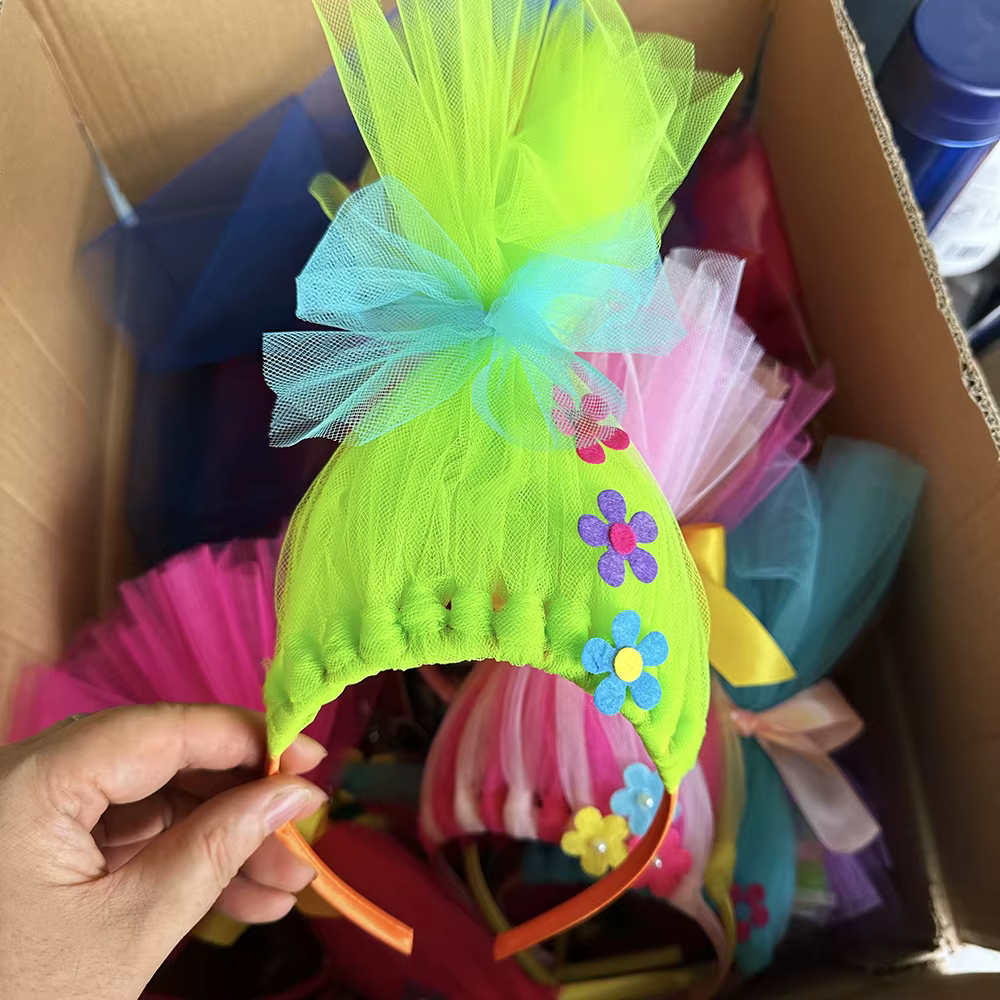 Accessoires de cheveux pour fête de princesse Poppy des Trolls
