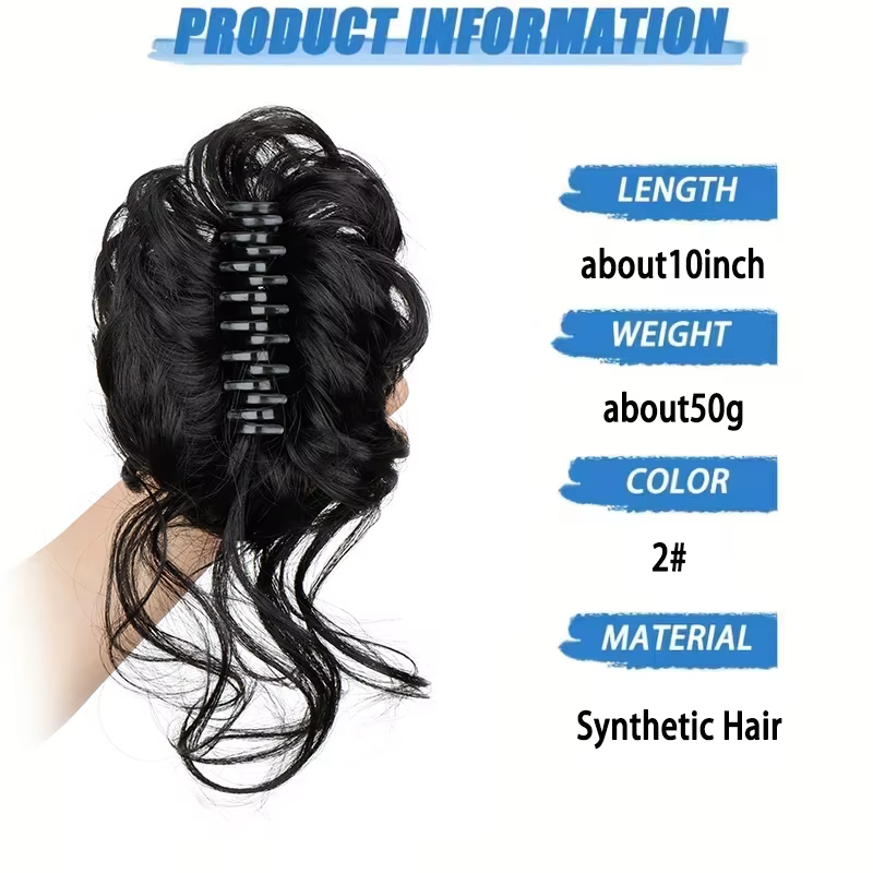 Chignon synthétique court ondulé bouclé désordonné élégant