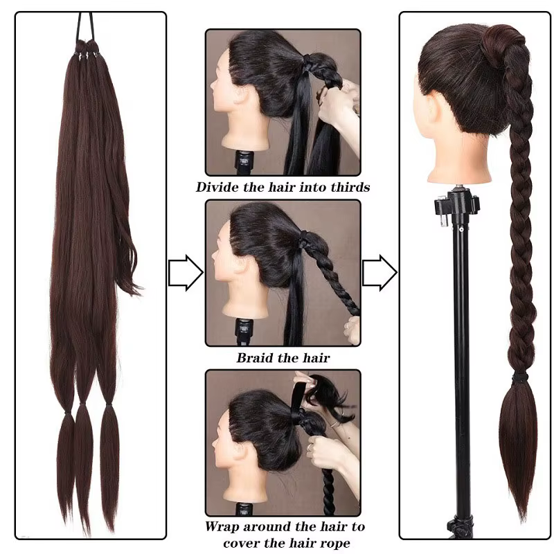 Extensions de cheveux synthétiques longues et droites