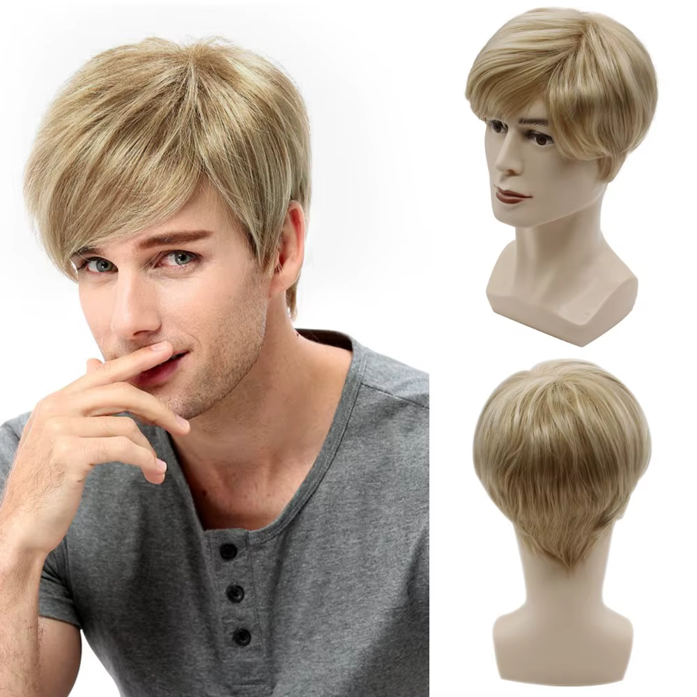 Perruque Synthétique Courte et Lisse pour Homme