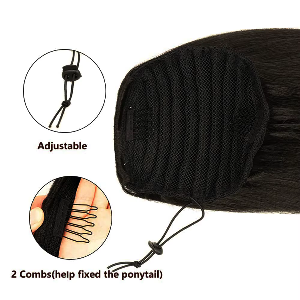 Queue de cheval Extensions de cheveux humains avec pince 10 "-26" 100 grammes couleur naturelle droite