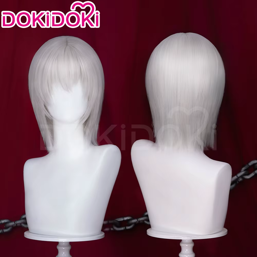 【Partiellement prêt à être expédié】Perruque Dante Vergil V Lady Nico Trish pour Cosplay de jeu DokiDoki, cheveux gris argenté et blancs, collier Mary Dante