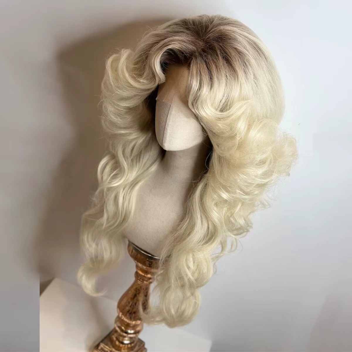 Femmes 70s HD dentelle fermeture 5*5 perruque ombre Blonde grande vague de corps Disco chanteur