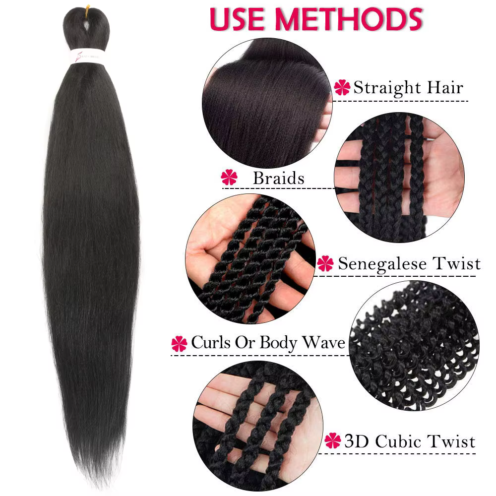 8 paquets de cheveux tressés pré-étirés 30 pouces/26 pouces/20 pouces Extensions