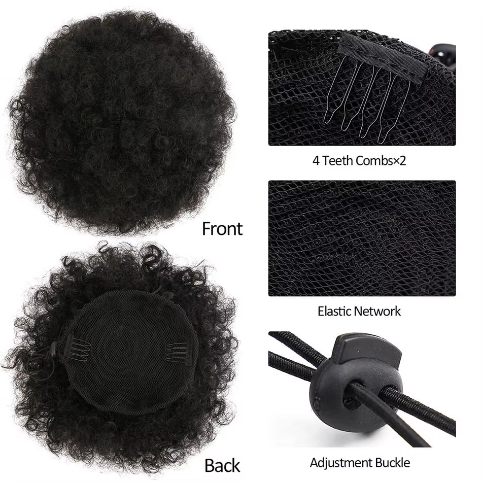 1PC femmes 10 pouces Afro crépus bouclés synthétique queue de cheval Extension avec cordon Style de base