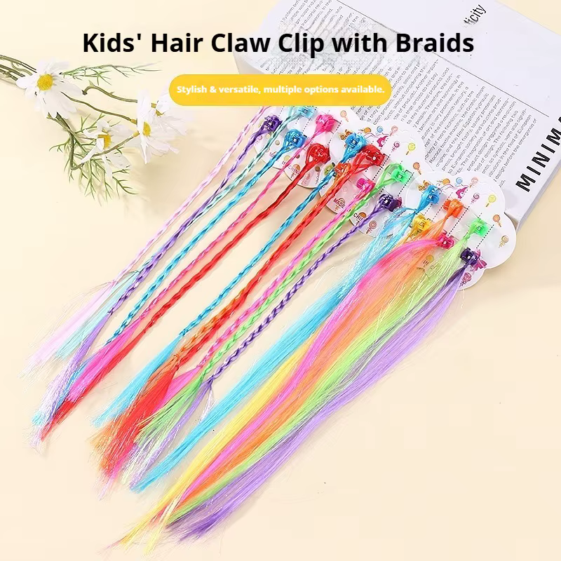 6 pièces pour enfants, extensions de cheveux colorées avec épingles