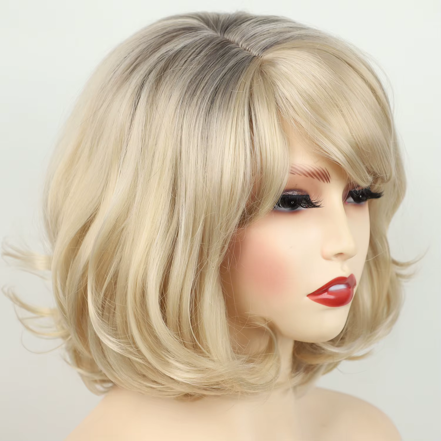 HANEROU – perruque synthétique courte ondulée Blonde naturelle ombrée bouffante pour femmes