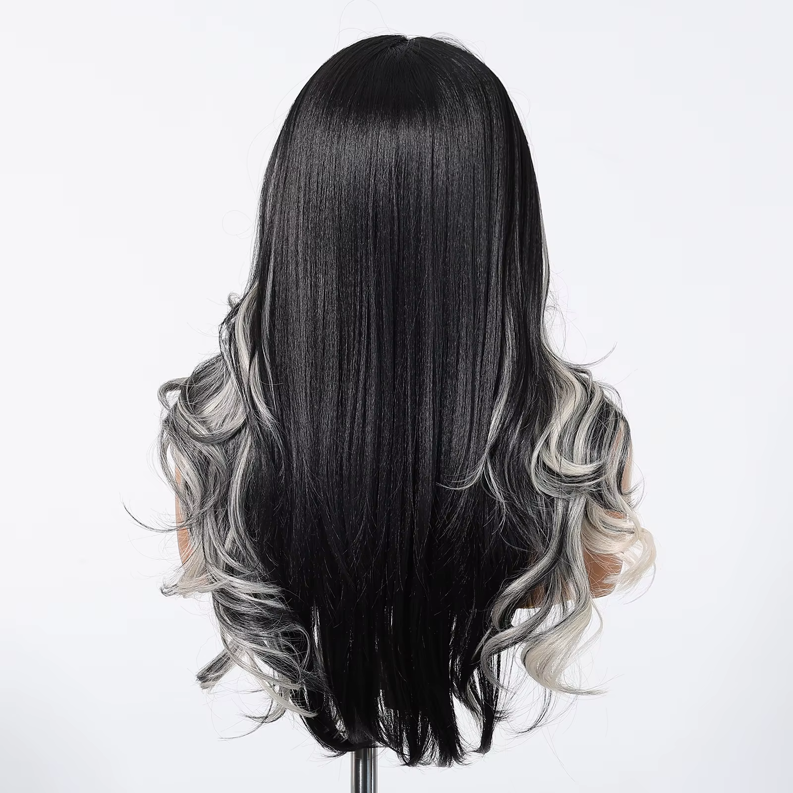 HENRY MARGU perruque Lace Front Wig synthétique longue ondulée noir blanc mettre en évidence