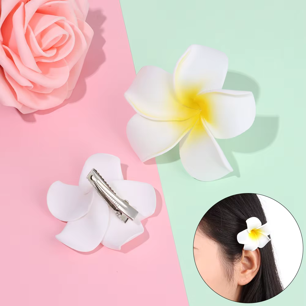 Pince à cheveux fleur blanche pour femmes et filles