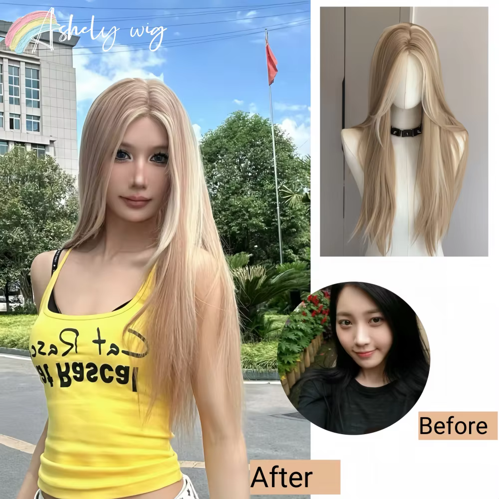 Perruque Blonde pour femmes longue ligne droite