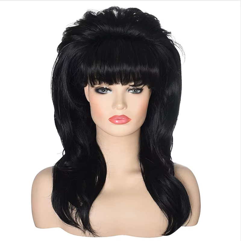 HAIRJOY 80s femmes Peggy Bundy ruche perruque longue ondulée cheveux synthétiques perruques pour femme au foyer marié Vintage Costume Cosplay Halloween