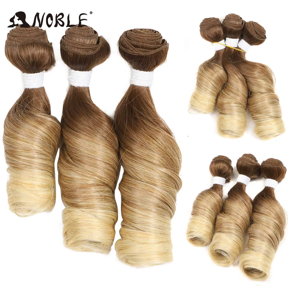 NOBLE Extensions de cheveux synthétiques en mèches de 10-12 pouces