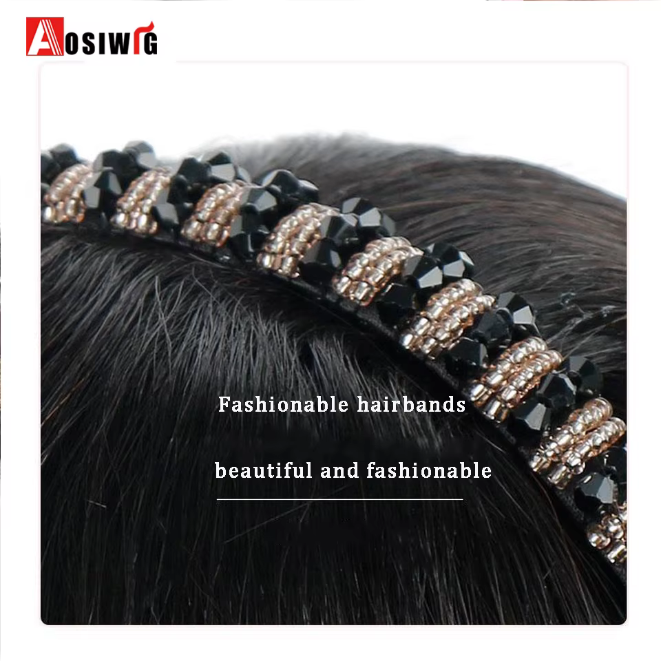 Extension Capillaire Synthétique Courte et Lisse avec Frange pour Femme