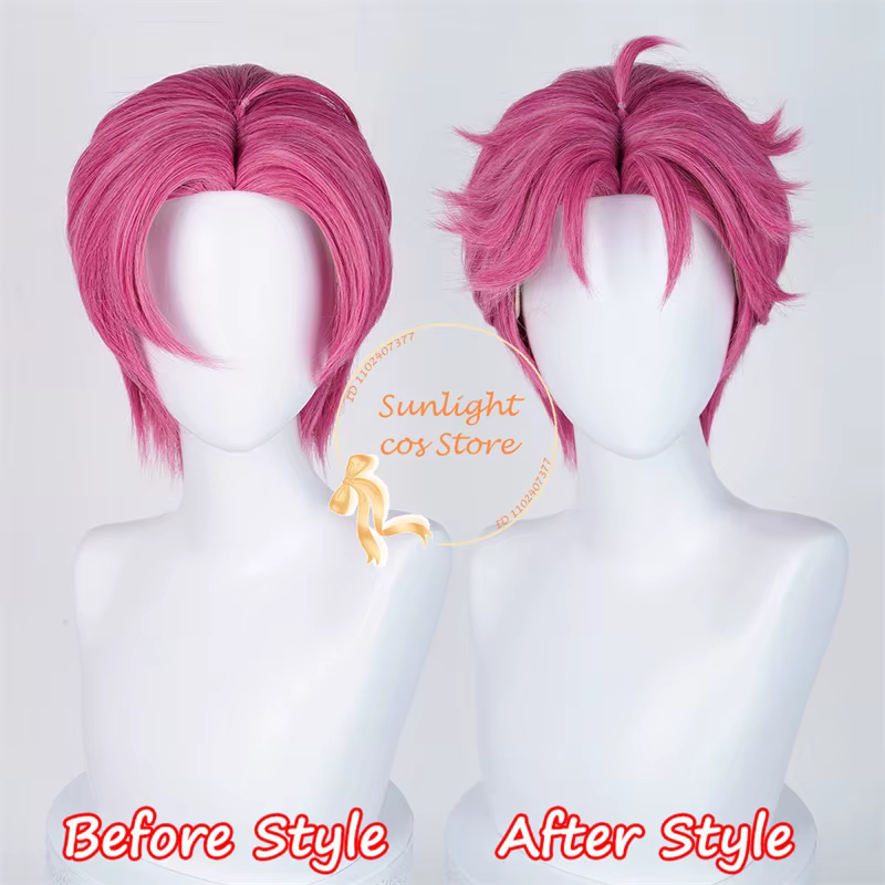 Perruque de Cosplay Anime Rose 30cm
